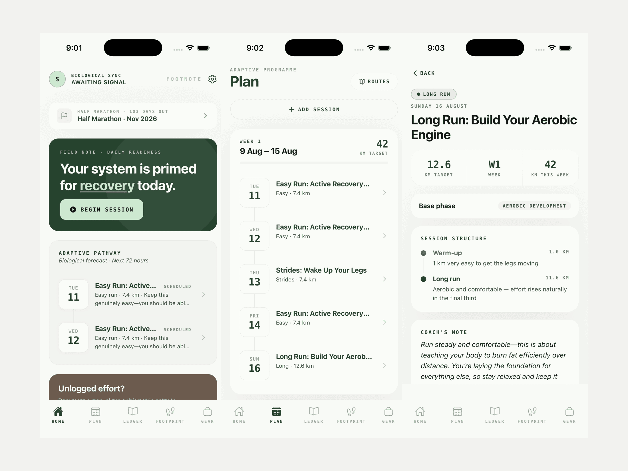 Footnote on iOS, home, plan and session detail