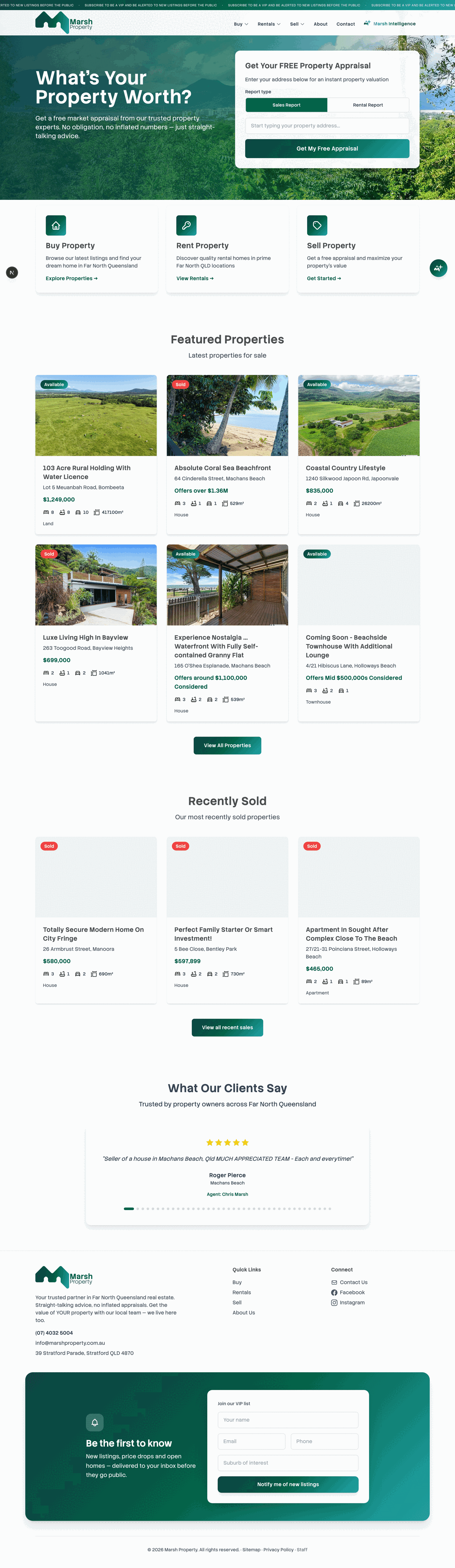 Marsh Property website, appraisal capture over live listings