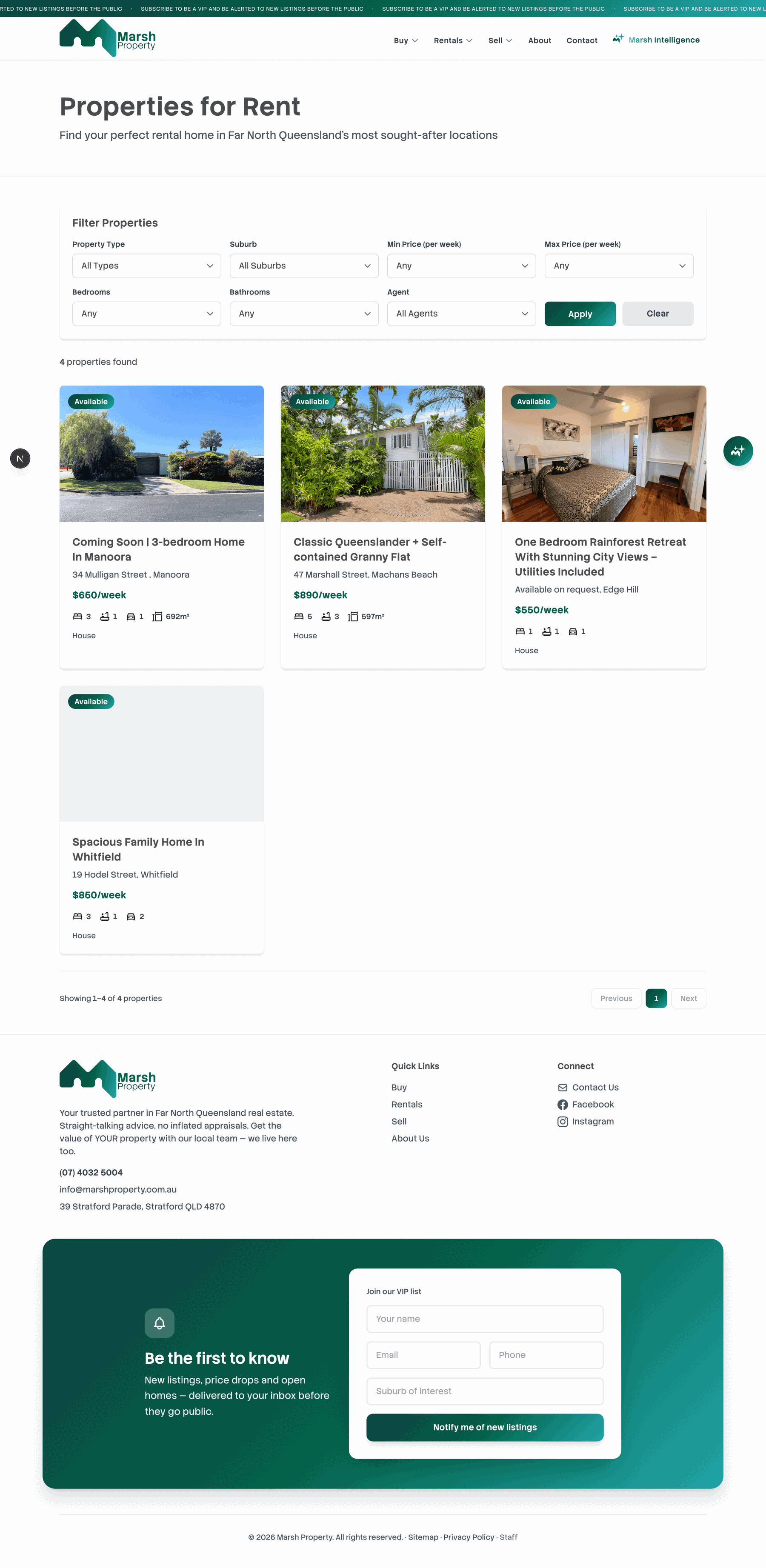 Rentals index